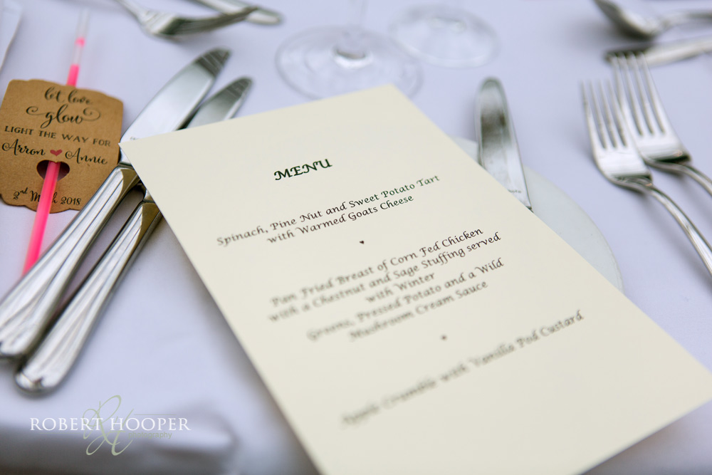 Dorking-wedding-photography-Surrey Menu wedding breakfast Denbies