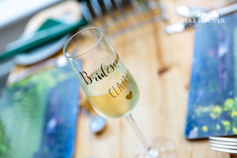 Surrey-wedding-photography Bridesmaid gift champagne flute