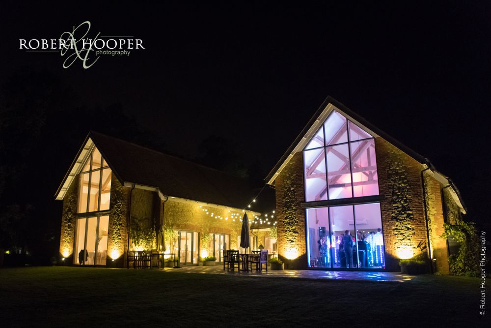 Millbridge Court wedding venue at night Outside view of Millbridge Court wedding venue at night