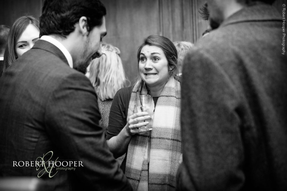 wedding guest at drinks reception