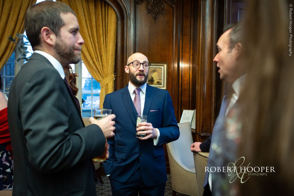 wedding guest at drinks reception