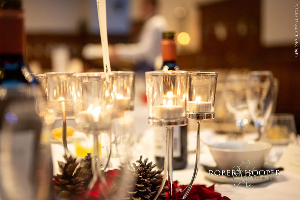 Table decorations on winter wedding day