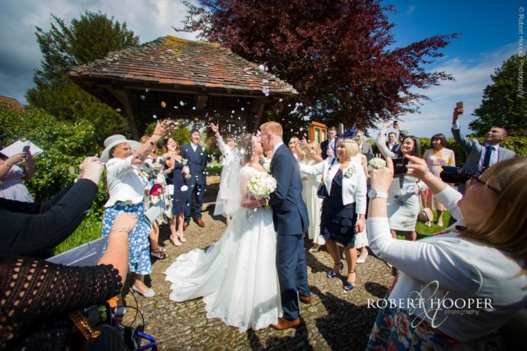 confetti throwing outside church